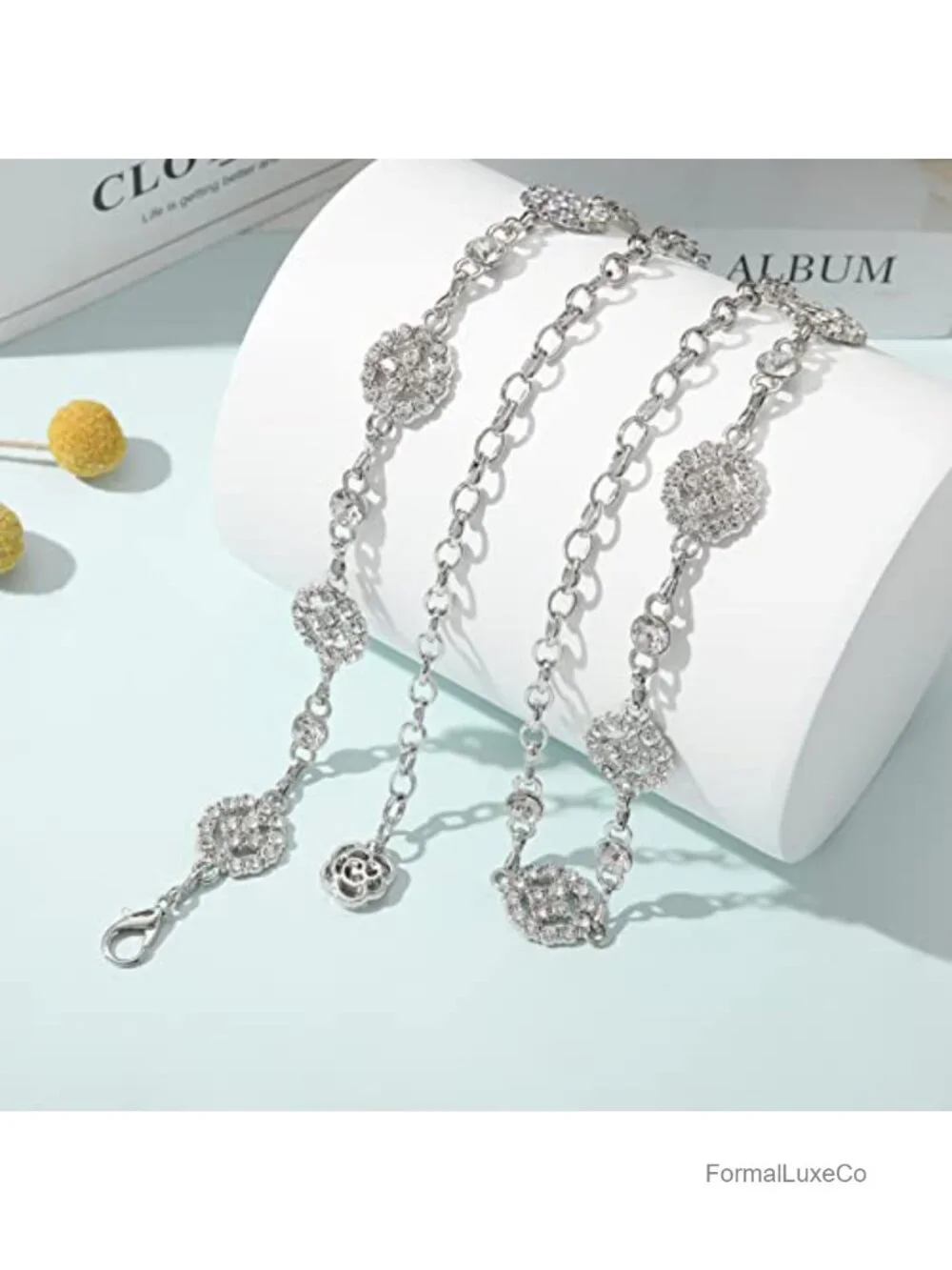 ALLOW Waist Chain Belt Rhinestone Gold Silver Fits 26-43